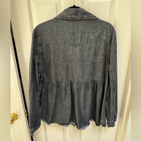 Distressed Black Snap Front Shirt - Picture 8 of 8